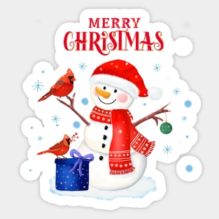 Snowman wishes Merry Christmas Sticker